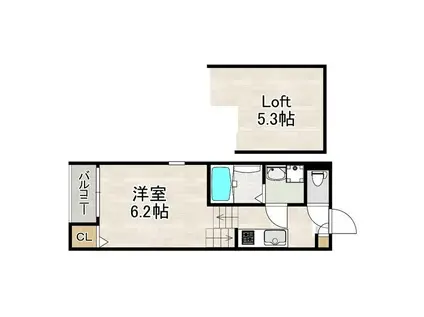 ハーモニーテラス切戸町III(1SK/1階)の間取り写真