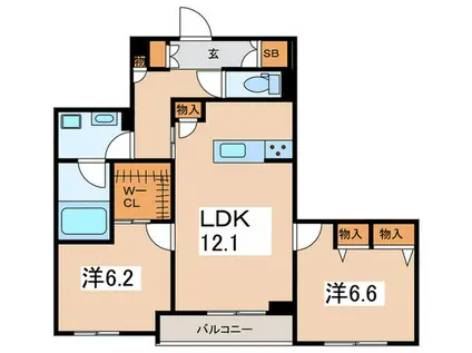 ヴィクトワール海老名(2LDK/1階)の間取り写真