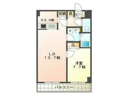 フェバリット ラ・クワトロ(1LDK/3階)の間取り写真