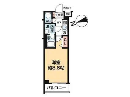 ARCOBALENO OHANAJAYAアルコバレーノ オハナヂャヤ(1K/4階)の間取り写真