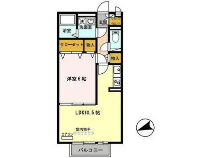 JOY WAVE YAMATO A棟(1LDK/2階)の間取り写真