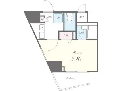 グランドソレーユ(1K/8階)の間取り写真