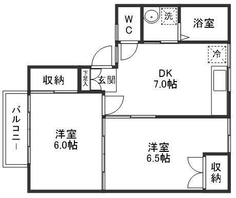 コーポ桜木(2DK/2階)の間取り写真