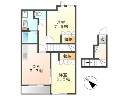 シュガーN(2DK/2階)の間取り写真