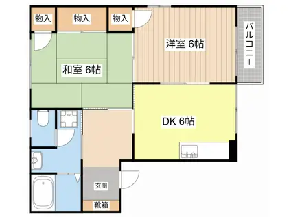 ディアス梨ノ木2番館(2DK/2階)の間取り写真