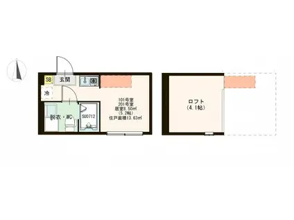 ハーモニーテラス千住大橋(ワンルーム/2階)の間取り写真