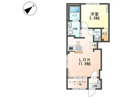 クレ・ド・ボヌールII(1LDK/1階)の間取り写真