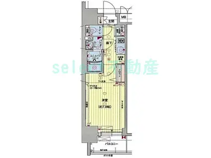 プレサンス丸の内雅殿(1K/4階)の間取り写真