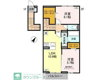 CASA HILA(2LDK/2階)の間取り写真