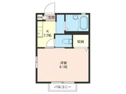 シャトル(1K/2階)の間取り写真