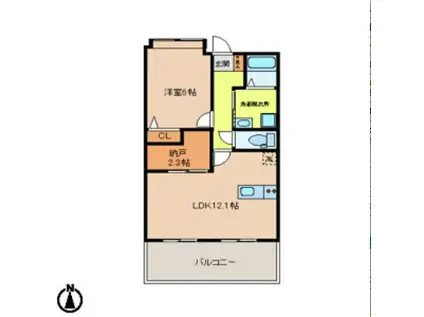 秋桜館・西原(1SLDK/2階)の間取り写真