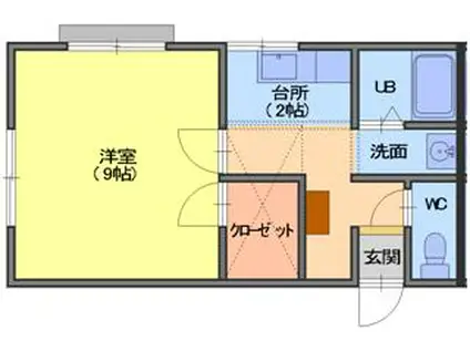 ジェイジェイII(1K/1階)の間取り写真