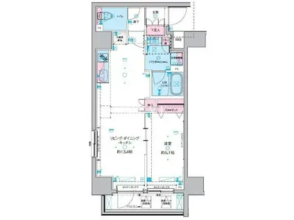 GENOVIA 東神田 GREEN VEIL(1LDK/3階)の間取り写真