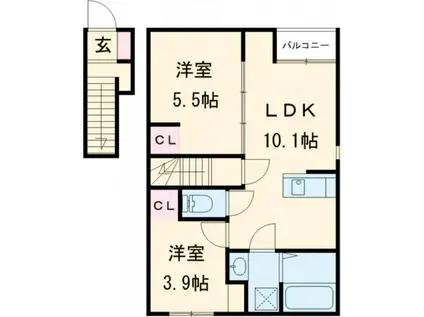 RIN BLOOM(2LDK/2階)の間取り写真