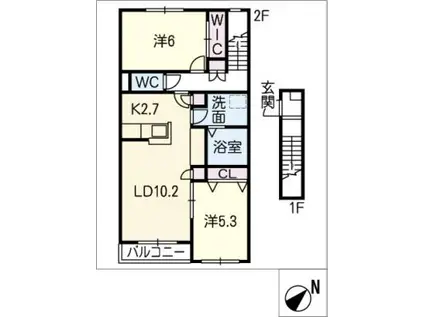 LA COMTESSE(2LDK/2階)の間取り写真