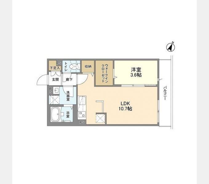 ウェルスクエア渋谷本町(1LDK/2階)の間取り写真