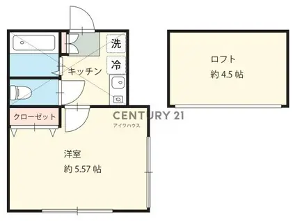 ウィスタリア(1K/2階)の間取り写真