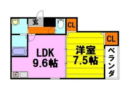 ハイム天神I(1LDK/2階)の間取り写真