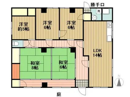 ハイツ高野(5LDK/1階)の間取り写真