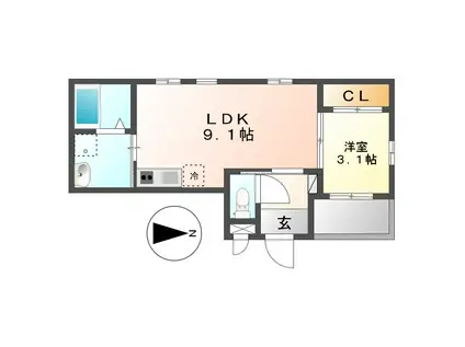 SOL TERRACE(1LDK/2階)の間取り写真