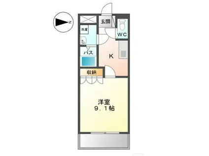 プリーマ・ヴィラII番館(1K/2階)の間取り写真