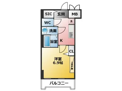 プレサンス高畑ルミア(1K/6階)の間取り写真