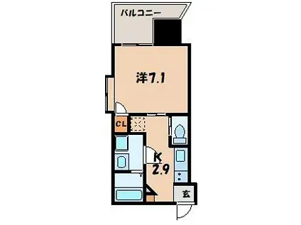 SGB浜町(1K/13階)の間取り写真