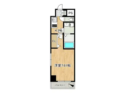 アールミュゼ南麻布(1K/7階)の間取り写真