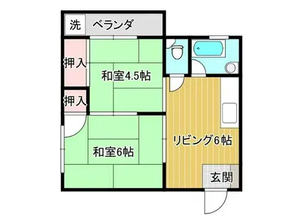 百舌鳥グリーンハイツ(2DK/4階)の間取り写真