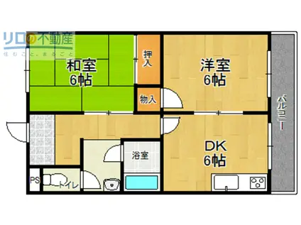 ドミール中山(2DK/2階)の間取り写真