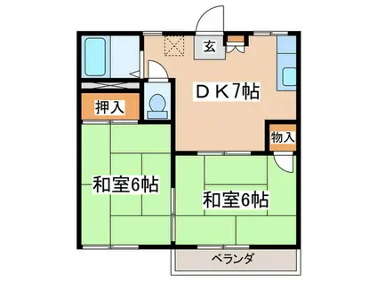 フォーブル山本B(2DK/2階)の間取り写真