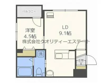 アーバンテラス八軒(1LDK/4階)の間取り写真