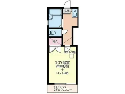 レオパレス21三ツ沢上町第2(1K/1階)の間取り写真