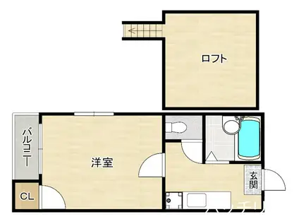 ティーファイブ竹下(1K/2階)の間取り写真