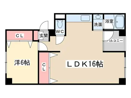 MEETME天神橋(1LDK/3階)の間取り写真