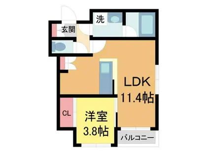 GRAN KOBELIA(1LDK/2階)の間取り写真