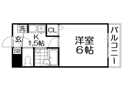 フリーディオ寝屋川(1K/3階)の間取り写真