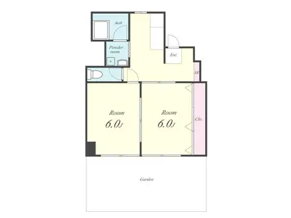 ジャルダン上本町(2DK/1階)の間取り写真