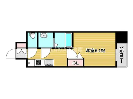 レジュールアッシュ大阪城北(1K/13階)の間取り写真