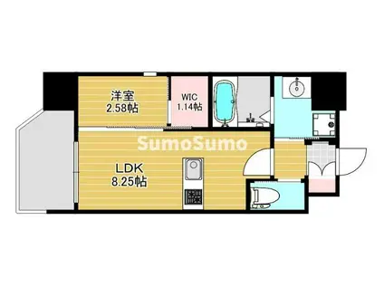 リファレンス竹下駅前(1LDK/8階)の間取り写真