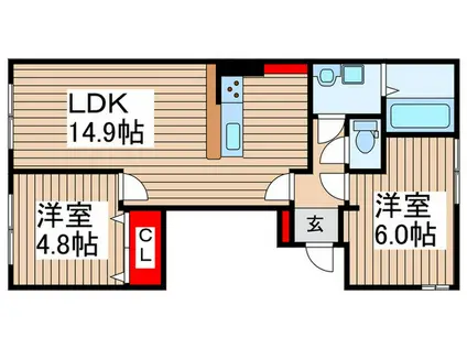 シティークレスト船橋(2LDK/1階)の間取り写真