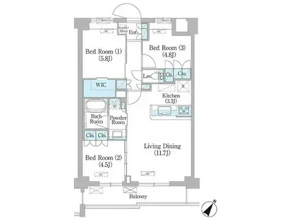 NIIYA平和台(3LDK/3階)の間取り写真