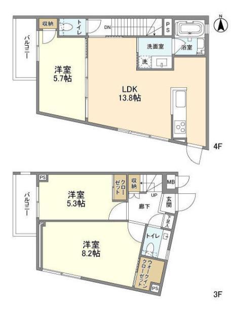 RA-ASHIYA(3LDK/3階)の間取り写真