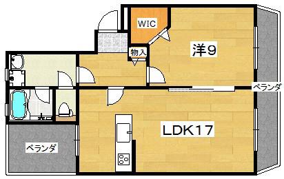 GRAND岡山手(1LDK/1階)の間取り写真
