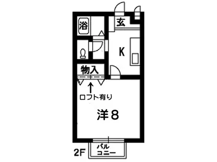 パディハウス(1K/2階)の間取り写真