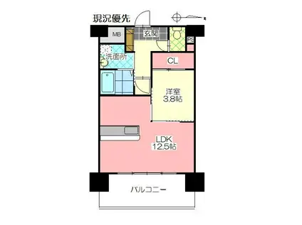SEAGARDEN船小路(1LDK/8階)の間取り写真