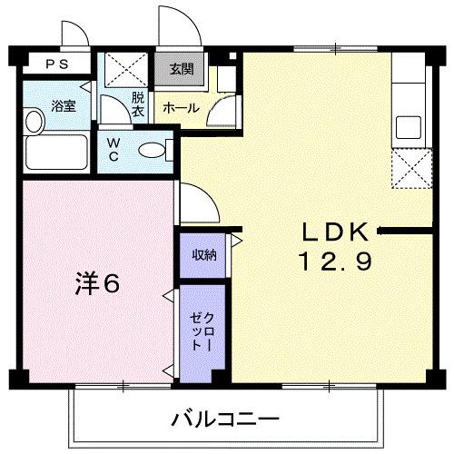 シティハイツ川地(1LDK/2階)の間取り写真