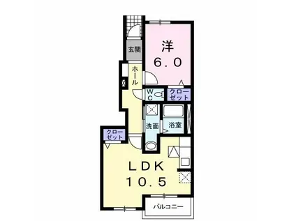 カーサ神明(1LDK/1階)の間取り写真