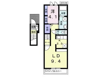 ラブリー B(1LDK/2階)の間取り写真