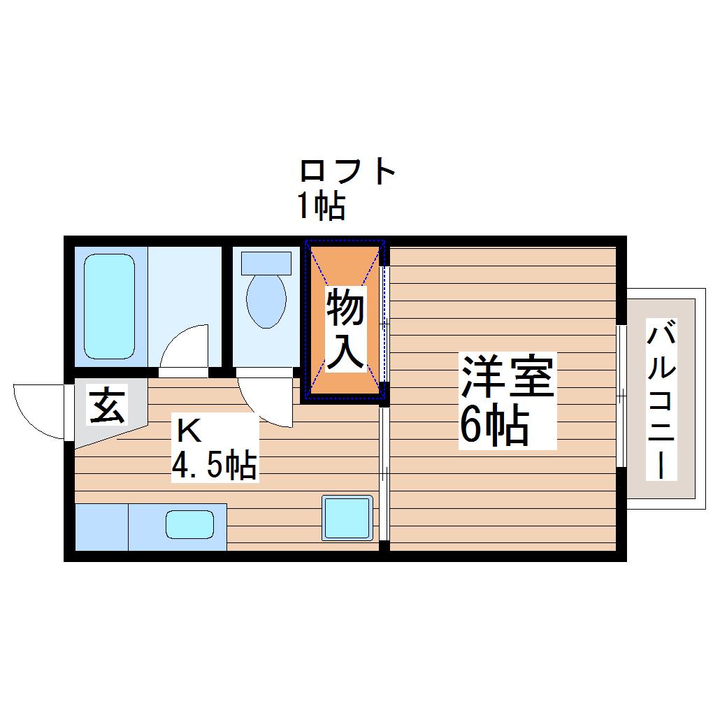 越路第一コーポナバタ(1DK/1階)の間取り写真